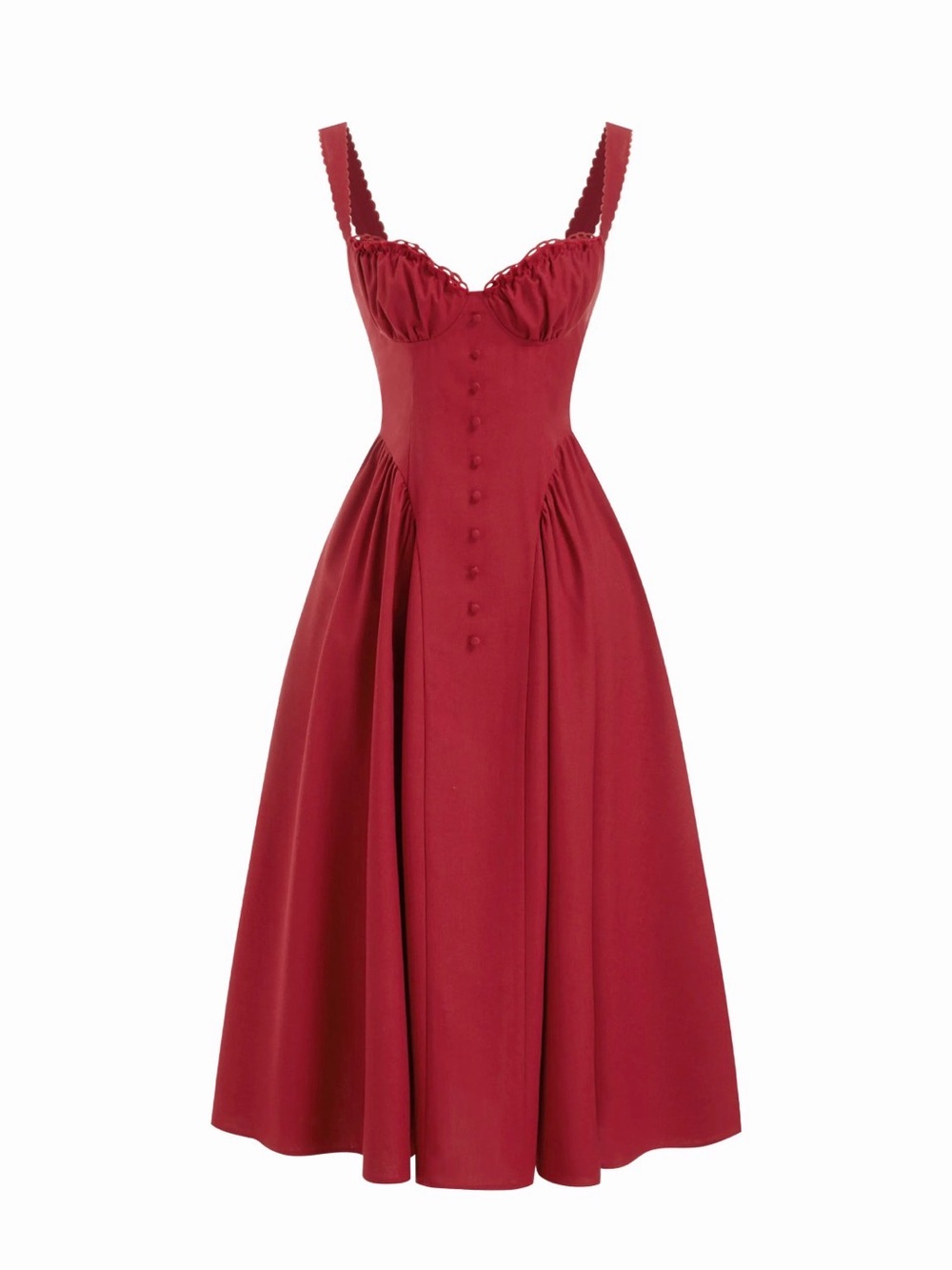 Women's Red Sleeveless Fit-and-Flare Midi Dress